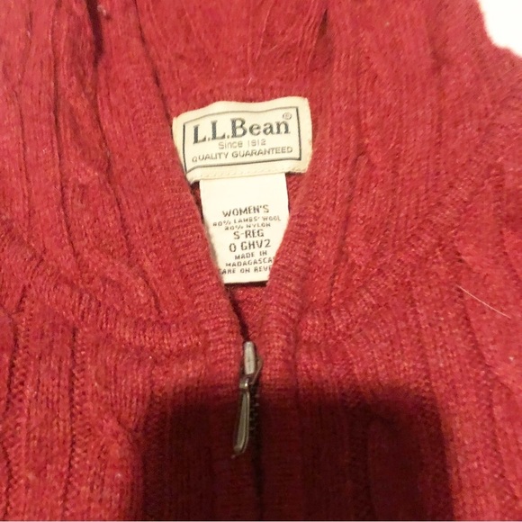 ❤️ Vintage L.L. Bean Red Lambswool Zip Hoodie | 90s Cable Knit | Size Small - Picture 2 of 9